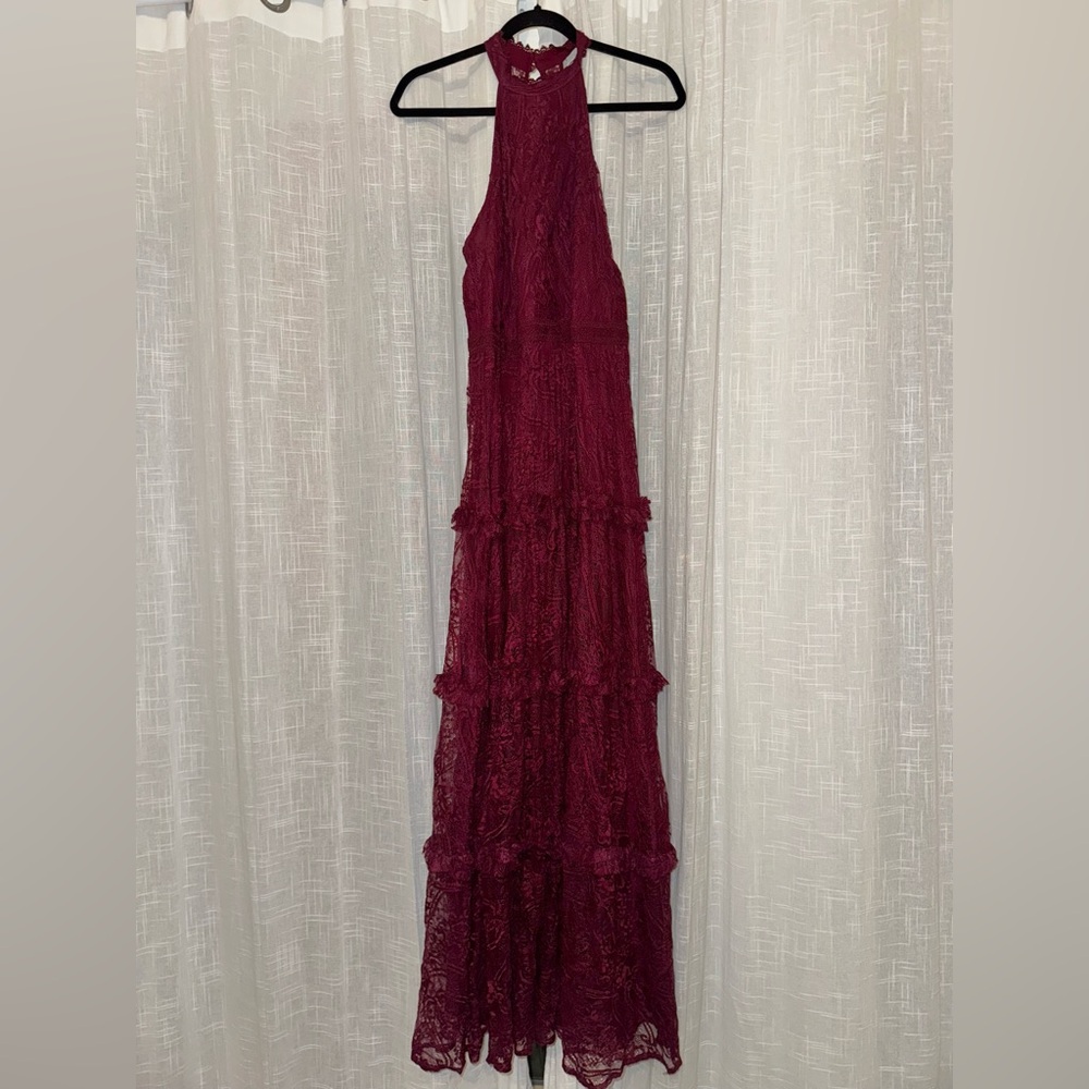 Elegant Maroon Lace Dress
